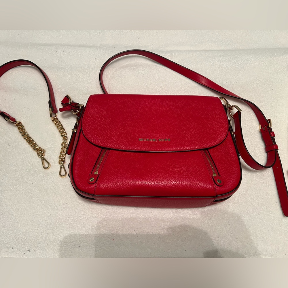 Michael Kors Red Leather Crossbody Bag